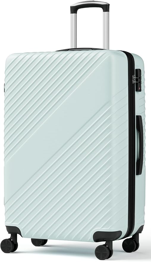 28 Inch Checked Luggage, ABS Hardside Suitcase with Spinner Wheels, TSA Security Lock, Lightweight Large Luggage for Wome...