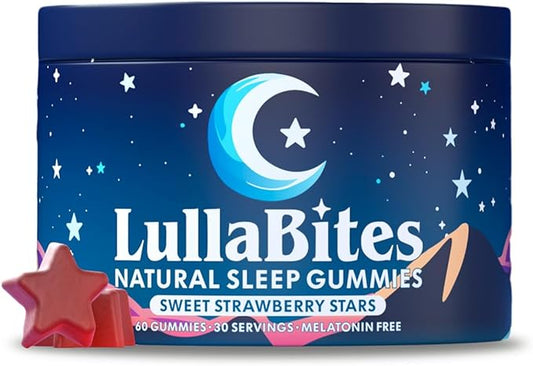 LullaBites - Natural Sleep Gummies - Made in USA - With 5-HTP, L-Theanine, Magnesium & Valerian Root - Melatonin Free - Ve...