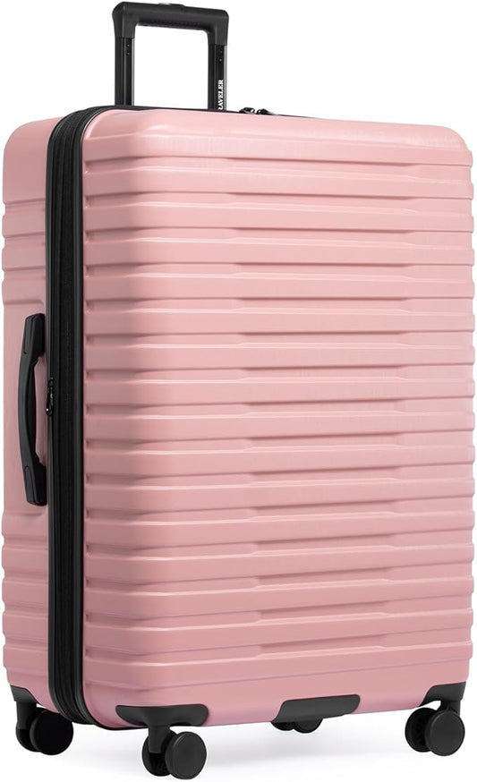 U.S. Traveler Boren Hardside Spinner Luggage With Aluminum Handle, Pink, Checked-Large 30-Inch