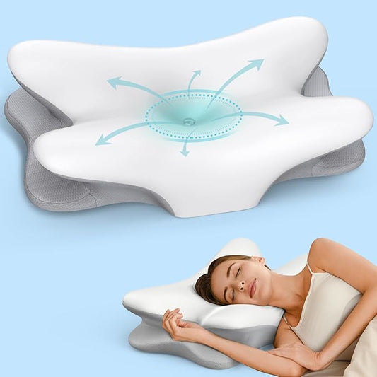 Cervical Pillow for Neck Pain Relief, Ergonomic Neck Pillow for Sleeping Contour Memory Foam Pillows with Cooling Pillowca...