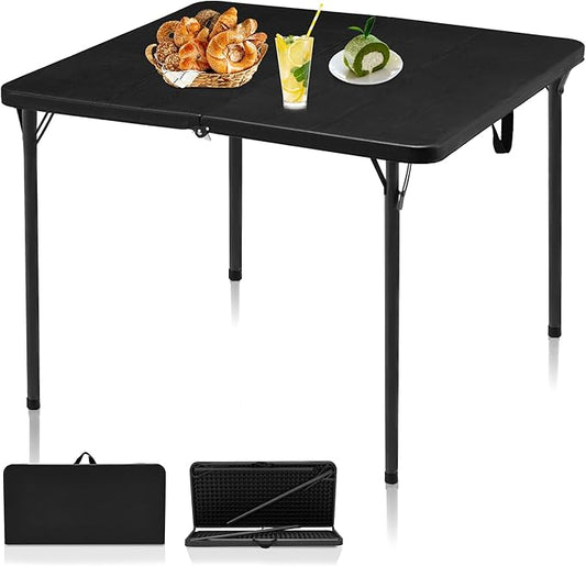 Kasunpul 34" Folding Table, Portable Square Folding Card Table with Collapsible Legs & Carrying Handle, Plastic Tables for...