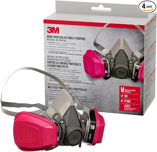 3M P100/OV Odor/Particulate Multi-Purpose Reusable Respirator 65021, Medium Size, NIOSH-APPROVED Organic Vapor Cartridge &...