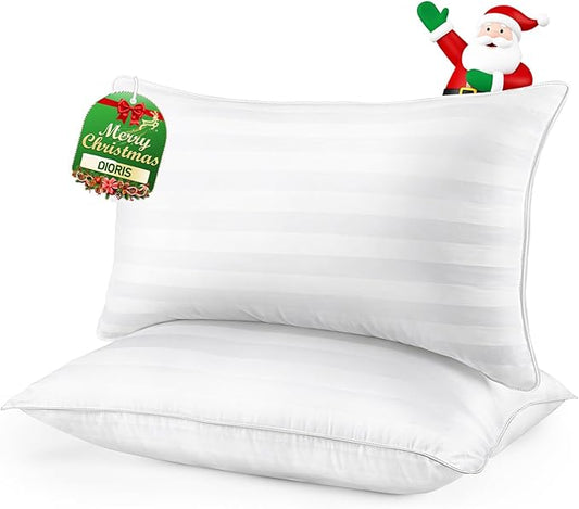 DIORIS Pillows Queen Size Set of 2 - Luxury Hotel Collection Bed Pillows for Sleeping, Supportive Fluffy Down Alternative ...