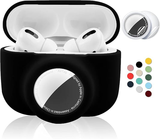 2 in 1 Protective Case for Apple AirPods Pro Air Tag Holder Combo, Soft Silicone Airpods Pro AirTag Case with 2 PCS Screen...