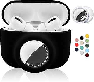 2 in 1 Protective Case for Apple AirPods Pro Air Tag Holder Combo, Soft Silicone Airpods Pro AirTag Case with 2 PCS Screen...