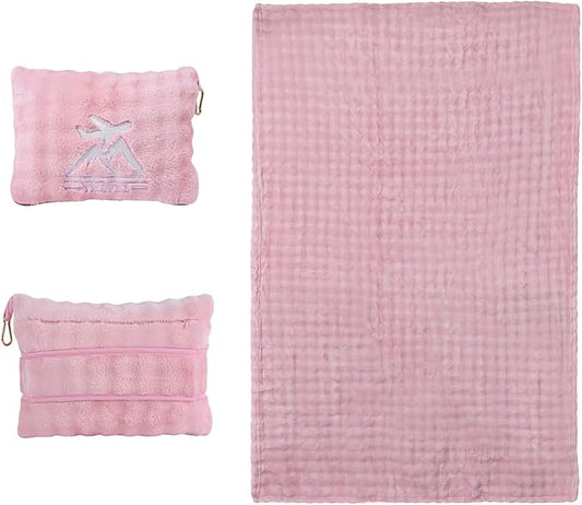 ZJRUIXI Travel Blanket and Pillow-2-in-1, Ultra-Soft&Compact, Airplane Blanket with Hand Luggage Belt and Backpack Clip,Tr...