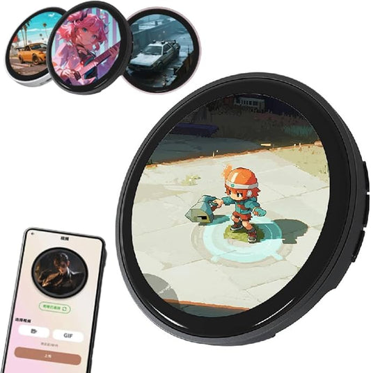 Digital Displayed Pixel Badge Pin, 1.85'' HD Display Badge Magnetic Cute Pin with Videos/Photos Display via Bluetooth, Scr...