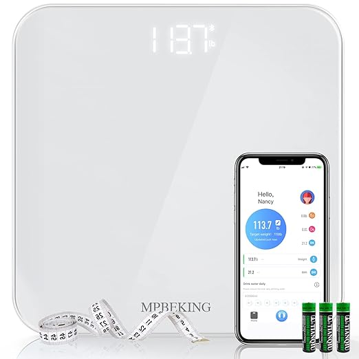 Scale for Body Weight, High Accuracy Bathroom Digital Scales, Bluetooth Weighing Scale, Unlimited Users, LCD Display, Roun...