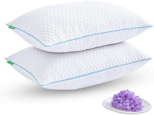 Friendriver Shredded Memory Foam Pillows for Sleeping 2 Pack - Cooling Bed Pillows King Size Set of 2 - Firm Pillow for Si...
