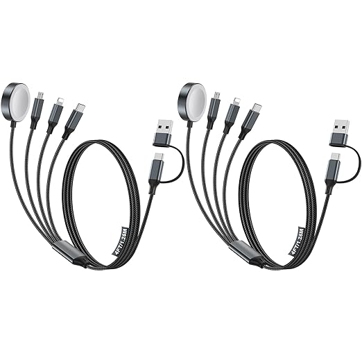 Travel Essentials,2 Pack Multi Charging Cable for Apple Watch Charger/iPhone Charger,USB A & Type C Cord for iWatch Serie...
