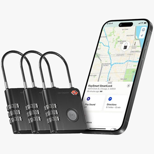KeySmart SmartLock Tracking Luggage Locks, TSA Locks for Luggage, GPS Tracker, Combination Lock Compatible with Apple Find...