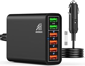 Multi Ports USB Car Charger, 96W 6 Port QC3.0 Fast Adapter Multiple Ports, with Four Quick Charge 3.0 Port, 12V-24V Multi ...
