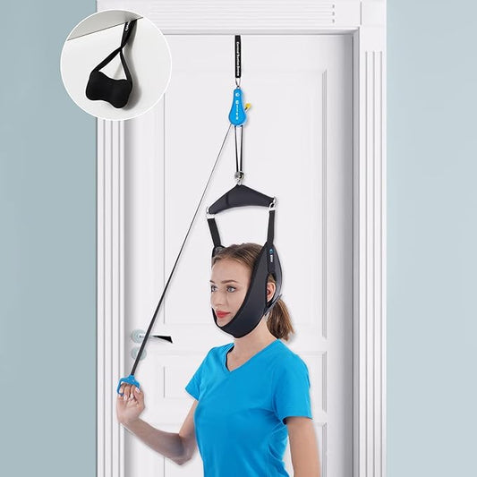 Cervical Neck Traction Device for Home Use, Portable Neck Stretcher Hammock Over Door for Neck Pain Relief, Neck Sling for...