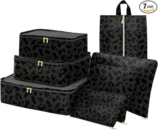 BHAHB 7 Set Packing Cubes Travel Luggage Organizers for Suitcase Travel Accessories with Shoe Bag for Women Girls Aestheti...