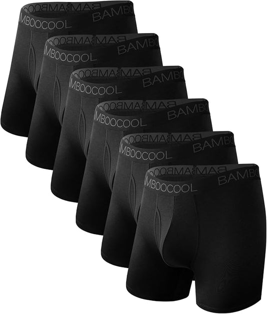 BAMBOO COOL Breathable Men's Underwear Modern Multipack Comfortsoft Moisture-Wicking Boxer Briefs 6 Pack