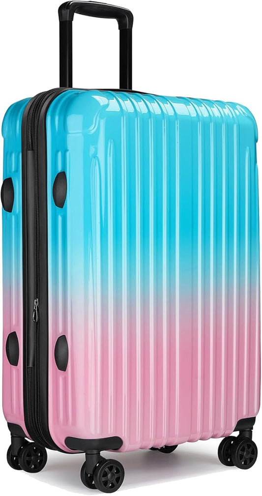 sukiost Checked Luggage, 24 Inch Hardside Suitcase, Lightweight Hardshell with TSA Lock, Large Suitcase with Spinner Wheels