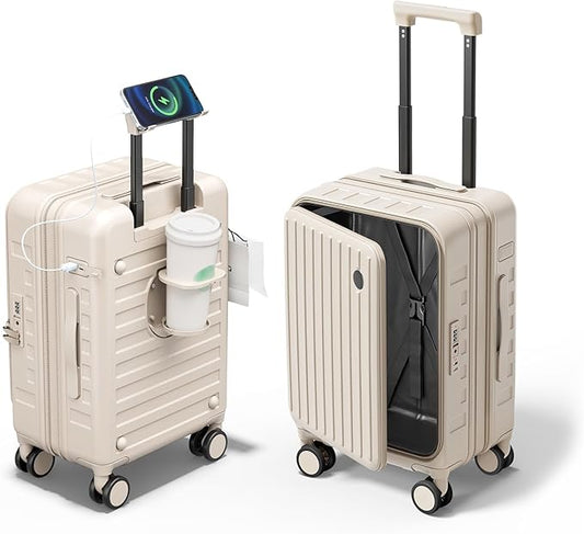 DTA Nova Top Opening Expandable Lightweight PC Hard Shell Suitcase, 20 Inch Carry On Luggage with TSA Lock, 360 Silent Spi...