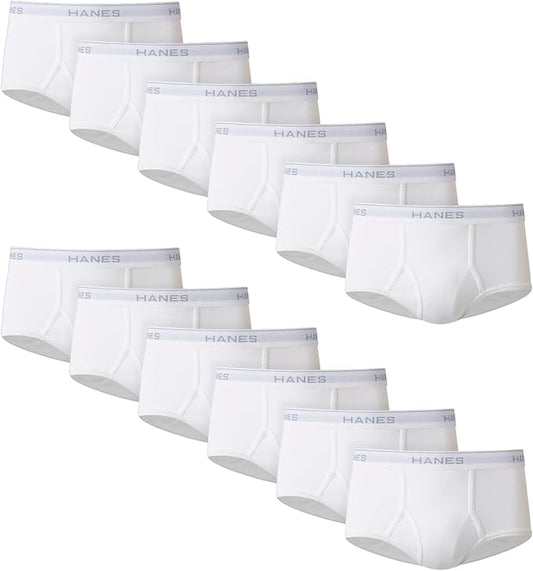 Hanes Men's Underwear Brief Pack, Full Rise Cotton Briefs, Moisture-Wicking Underwear, White, Multi-pack