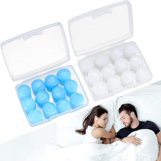 24 Pcs Silicone Ear Plugs for Sleeping, Soft Silicone Earplugs for Sleep, Noise Cancelling Reduction Earplugs for Swimmin...