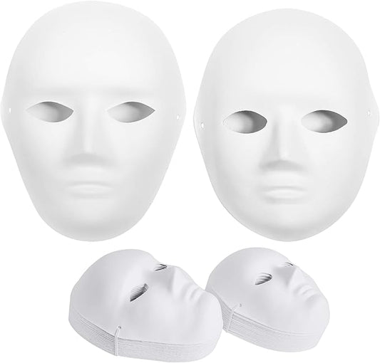 30 Pack Paper Mache Masks - 2 Sizes for Artistic Projects, Theater, Halloween, Masquerade Parties, Classroom Art