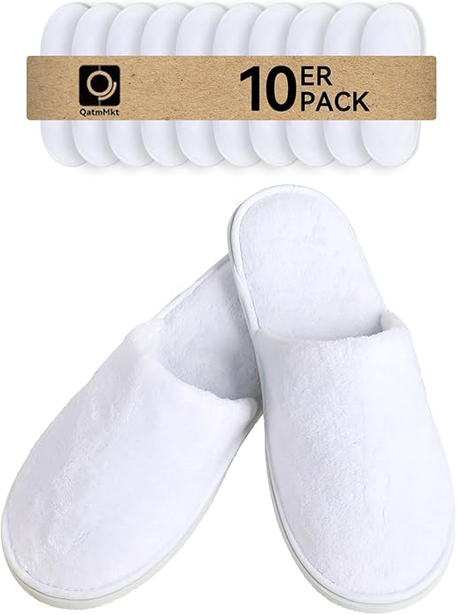 QatmMkt 10PCS Unisex Guest Disposable Slippers, SPA Cotton Slipper, Hotel Bath Slippers Disposable, Travel Bulk Guest Hous...