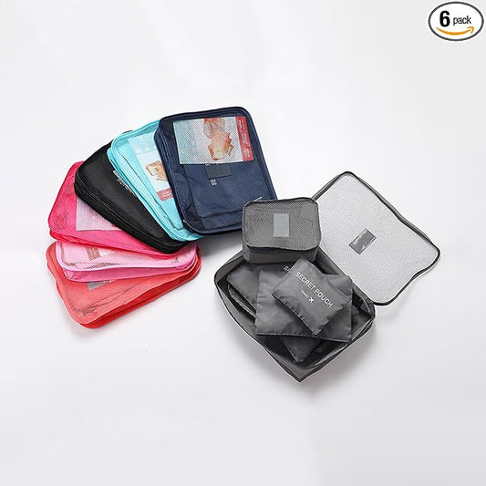 6 Piece Travel Packing Cubes,Lightweight Luggage Organizers Bags Set for Carry on Suitcase, Grey