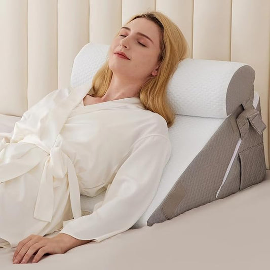 3PCS Wedge Pillow Set for After Surgery, Wedge Pillow for Acid Reflux Relief, Bed Wedge Pillow With Adjustable 9&12inch fo...