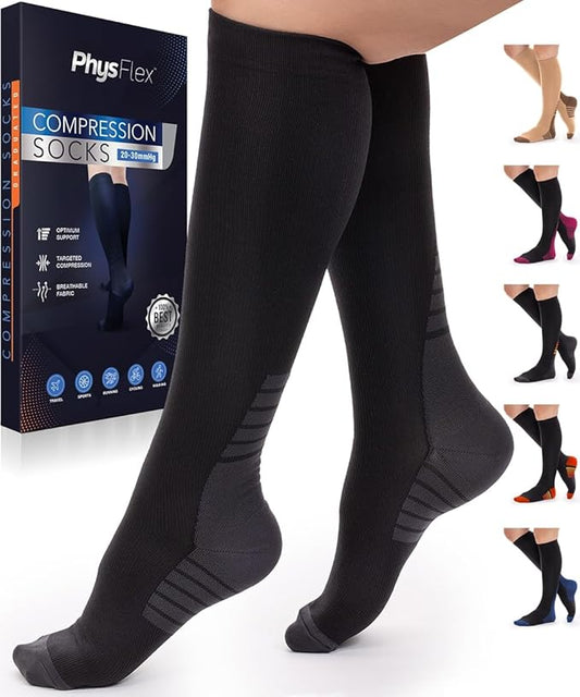 Compression Socks for Women & Men (20-30 mmHg) Support for Travel, Nurses, Pregnancy, Shin Splints, Sports and Everyday Wear
