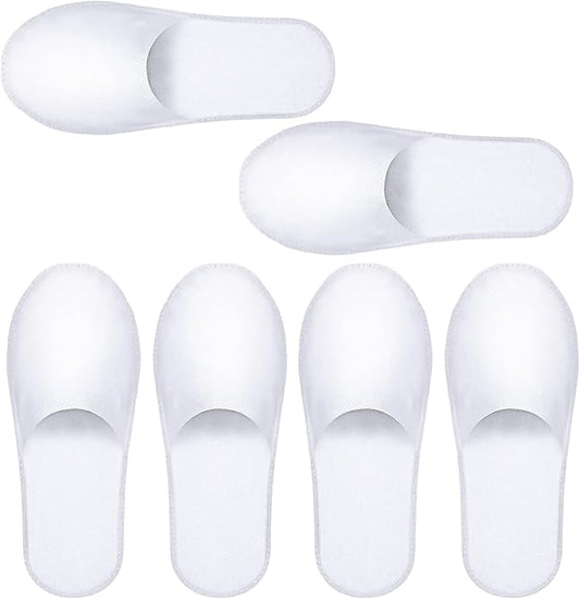 Ezymivs Disposable Slippers for Guests, 3 Pairs House Travel Slippers Non-slip Hotel Spa Guest Slipper White Unisex Slippe...