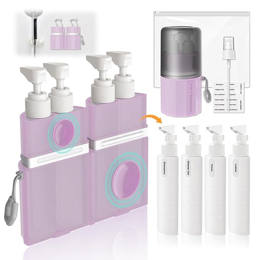 VOGOGE Travel Bottles for Toiletries, TSA Approved Travel Shampoo and conditioner Bottles with Suction Cups, Pink