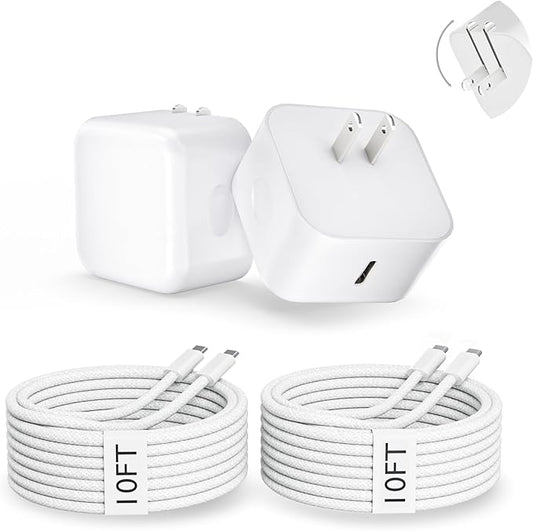 2 Pack Fast Charger iPhone 17/16/15,40W USB C Dynamic Apple Adapter with 60W Max 10FT Type C-C Fast Charging Woven Cable 4...