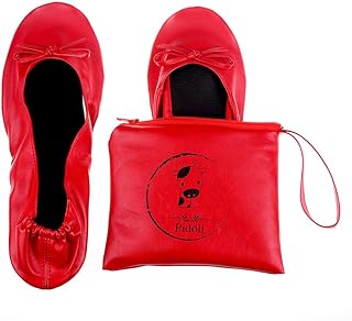 Ballet Flats Shoes -Women's Foldable Portable Travel Roll Up Shoes with Pouch
