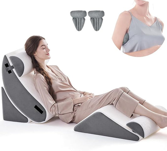 Wedge Pillow Set for After Surgery, 5 PCS Bed Wedge Pillow for Sleeping, Memory Foam Orthopedic Back Pillow for Pain Relie...