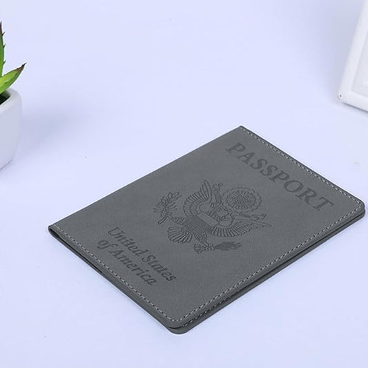 Dark Gray Passport Card Holder-Blocking Leather Travel Organizer