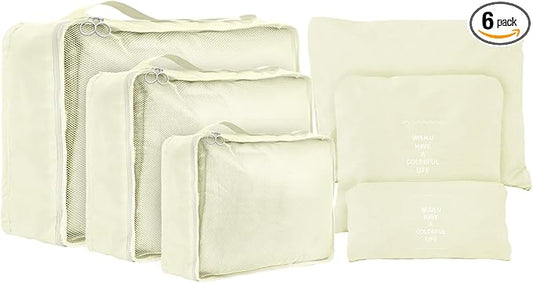 jealkip Travel Packing Cubes 6 Set, Lightweight Luggage Organizers, Essential Accessories for Clothes Shoes Electronics Co...