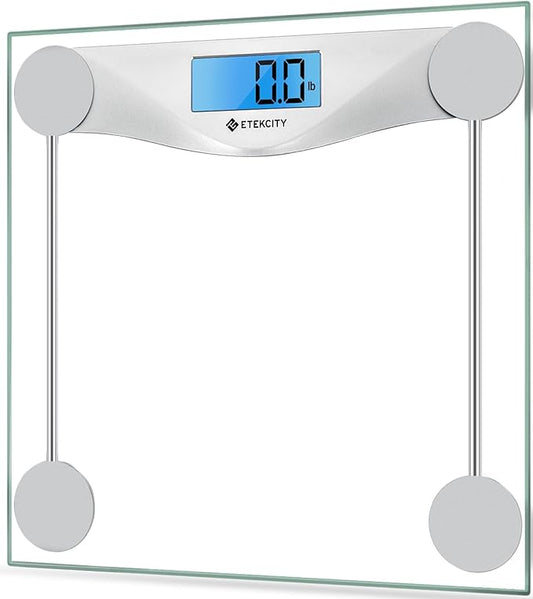 Etekcity Digital Body Weight Bathroom Scale, Large Blue LCD Backlight Display, High Precision Measurements,6mm Tempered Gl...