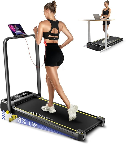Foldable Treadmill with Incline, Walking Pad with Handle Bar 3 Level Incline, Portable Folding Treadmills for Home/Office ...