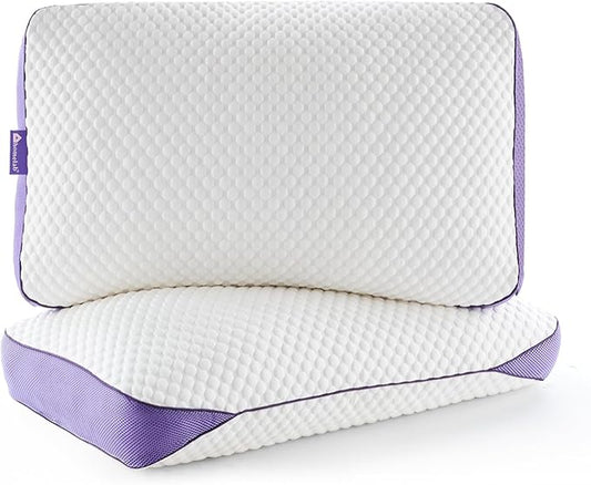 HOMELAB Adjustable Shredded Memory Foam Pillows Queen Size, Cooling Bed Pillows for Sleeping with Removable Cover, Medium ...