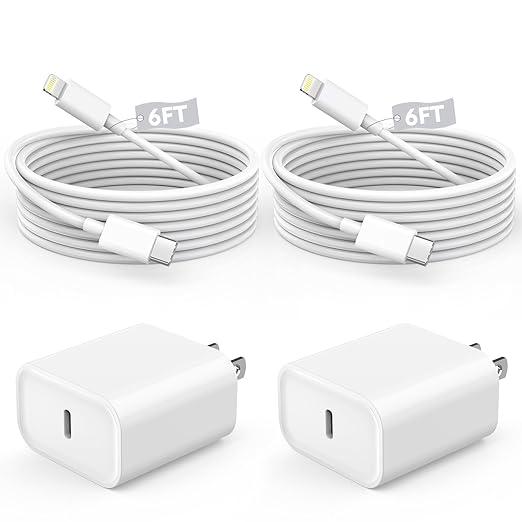 Fast Charger iPhone,iPhone Charger Fast Charging 2Pack USB C Wall Charger Block Fast i Phone Chargers 6FT Type-C USB C to ...