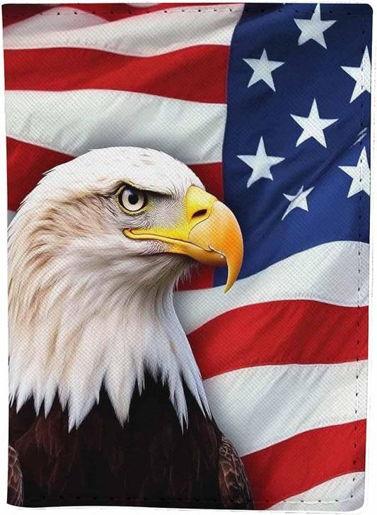 Kaxepren American Flag Passport Holder for Travel Stars and Eagle PU Leather Passport Cover Wallet Cute Passport Card Hold...