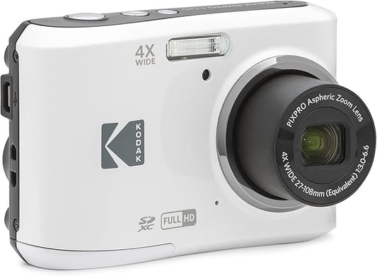 KODAK PIXPRO Friendly Zoom FZ45-WH 16MP Digital Camera with 4X Optical Zoom 27mm Wide Angle and 2.7" LCD Screen (White)