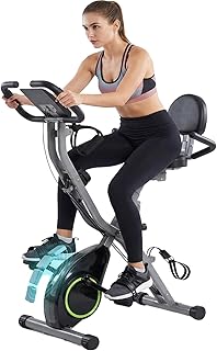 USLIM Foldable Exercise Bike Stationary Bikes for Home, 5 IN 1 Indoor Workout Bike, Cycling Bike with 16-Level Quiet Magne...