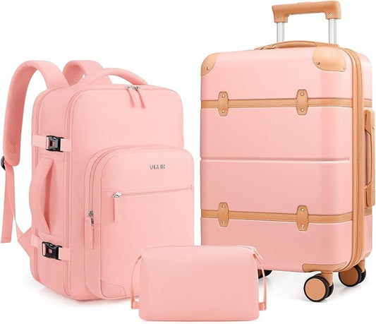 Mosslly Luggage Sets 3 Piece, Expandable 100% PC Hardshell Suitcase with Spinner Wheels, 20in Suitcase Set with TSA Lock f...