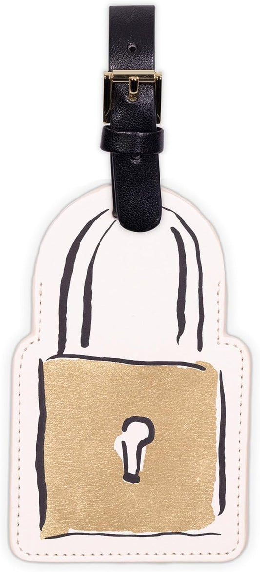 Kate Spade New York Cute Luggage Tag for Women, Durable Vegan Leather Suitcase Tag, Unique Luggage Identifier, Let's Wander