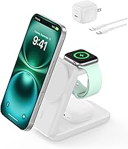 Belkin MagSafe Charger Compatible, 3-in-1 Charging Station, Qi2.2 25W Magnetic Wireless Charger Dock, Foldable Charging St...