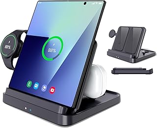 voppton for Samsung Galaxy Z Fold 7 6 5 4 Wireless Charger Station, Foldable 3 in 1 Wireless Charging Stand for Z Flip7 S2...
