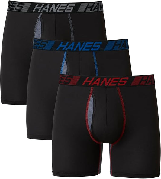 Hanes Men's Underwear Pack, 3-Pack, Total Support Pouch Boxer Briefs or Trunks, Moisture-Wicking Underwear for Men
