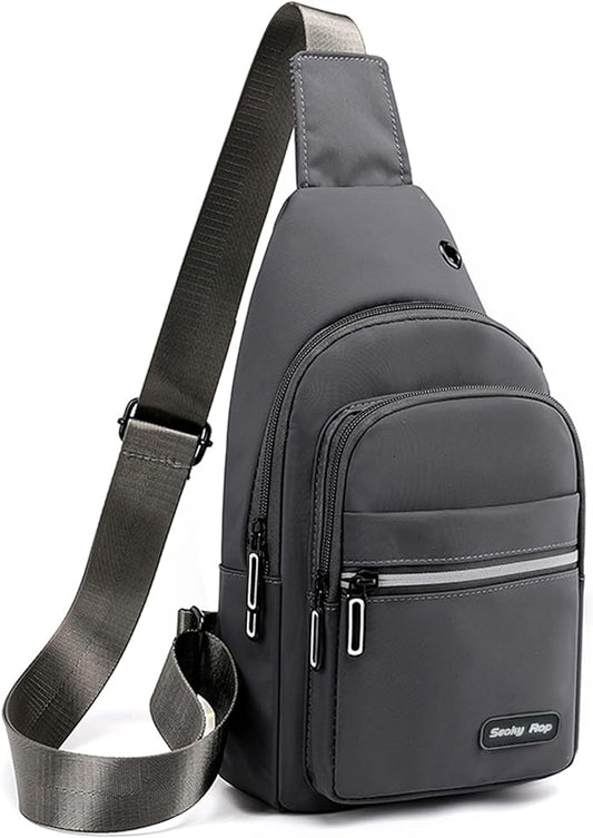 Seoky Rop Sling Bag Crossbody Backpack for Men Women Multipurpose Chest Shoulder Bag for Travel Hiking Daypack Grey