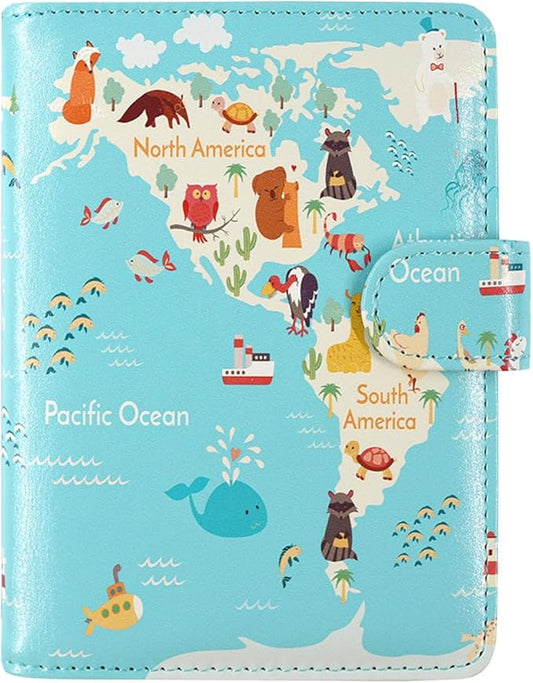 Passport Holder Cover Wallet RFID Blocking Leather Card Case Travel Accessories for Women Men, Map