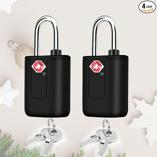 2 Pack TSA Approved Travel Luggage Locks with Keys, Keyed Suitcase Padlock, Zipper Small Locks, TSA Accepted Compatible Pa...